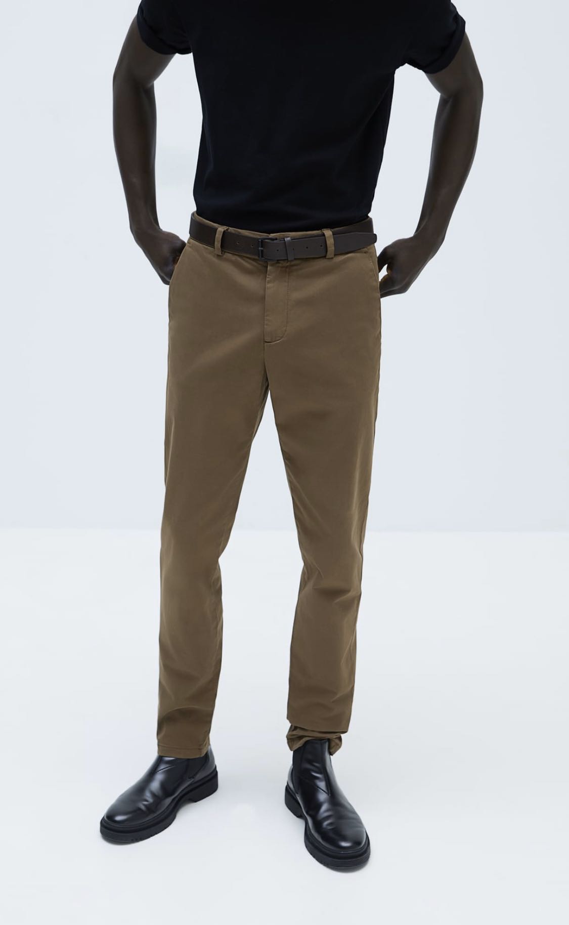 ORI) Zara Man Belted Chino Trousers 