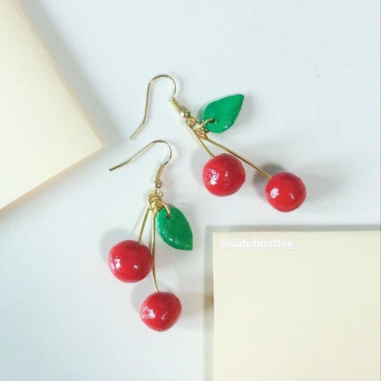 Cherry polymer store clay earrings