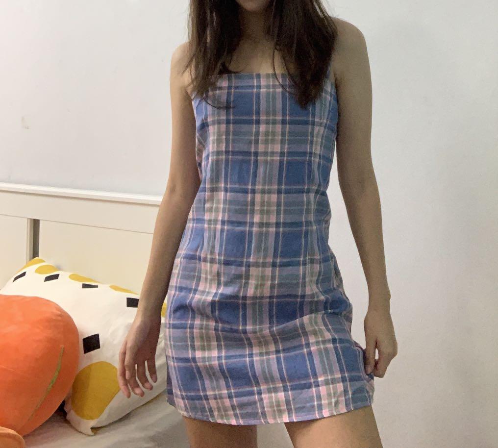purple checkered dress