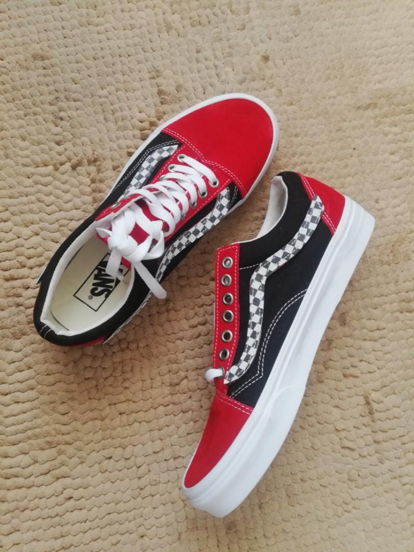 red black and white vans