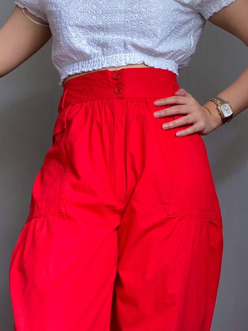 red cargo pants outfit