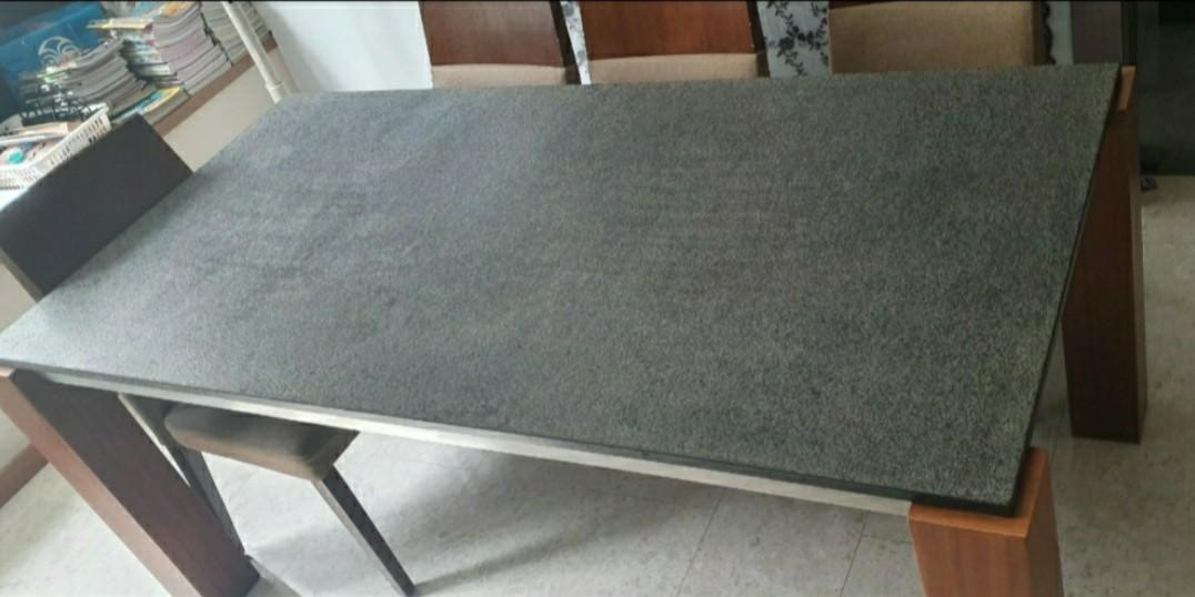 Reduced To Clear Granite Table With Wooden Legs Furniture Home Living Furniture Tables Sets On Carousell