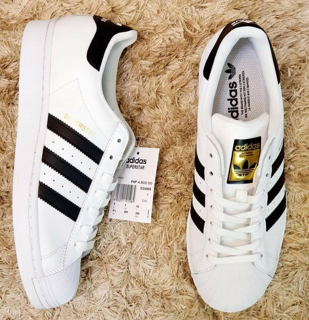 Restock: Adidas Superstar size 9.5 US (2 pairs available), 10 US, 10.5  USfor men. 2700. Before: 4800, Men's Fashion, Footwear, Sneakers on  Carousell