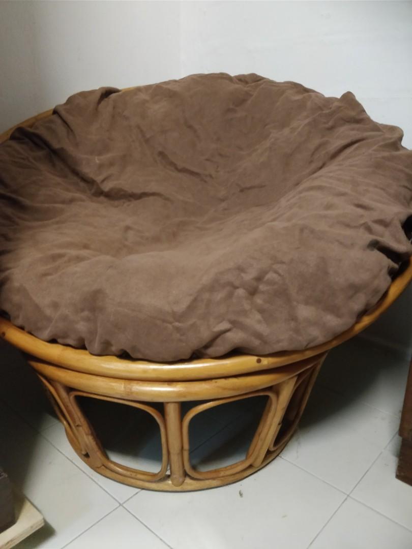 round rattan papasan chair with 2 cushions furniture