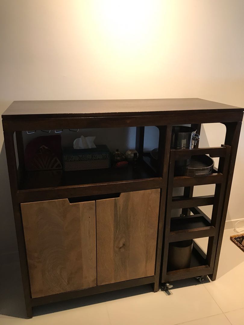 Solid Wood Bar Cabinet With Trolley Furniture Others On Carousell