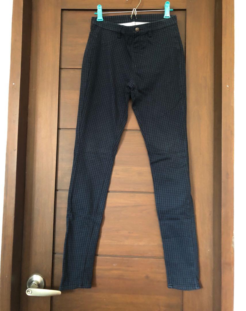 checkered stretch pants