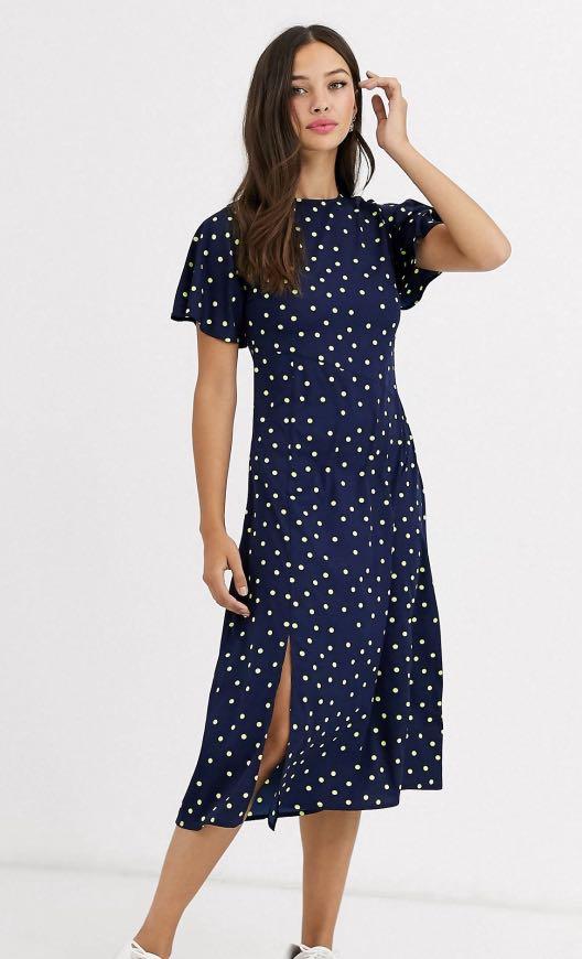 Blue polka dress clearance