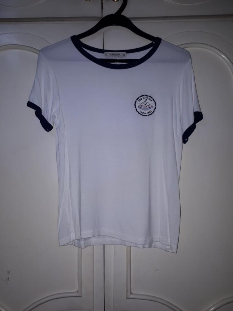 White T Shirt With Cute Alien Design Women S Fashion Clothes Tops On Carousell