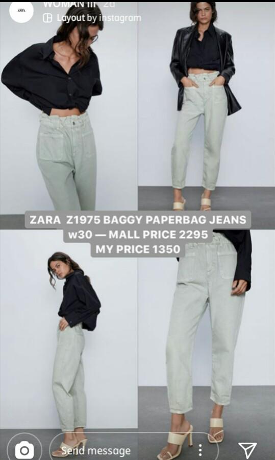 zara baggy paperbag jeans