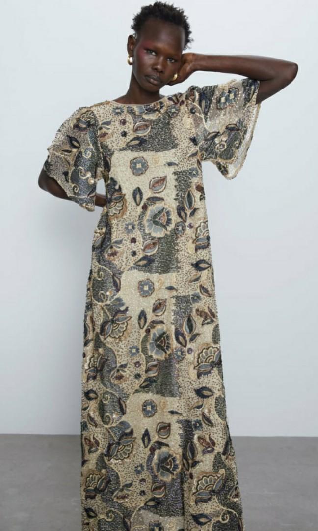 Zara embroidered sequin dress, Women's Fashion, Dresses & Sets, Dresses on  Carousell