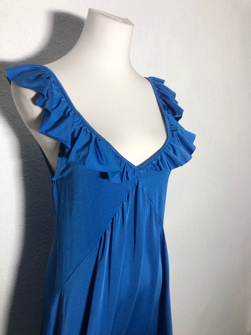 royal blue satin maxi dress