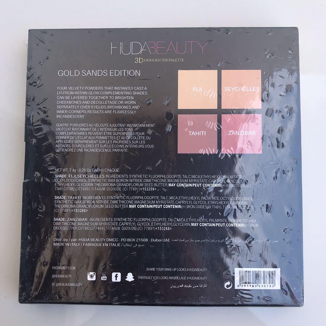 3D Highlighter Palette - Gold Sands Edition (Category: Makeup) located in Pasig City. Submitted by ilovethat (Listing ID 1025071610, Image 2). Description: Huda Beauty 3D Highlighter Palette Gold Sands Edition bought from Dubai.