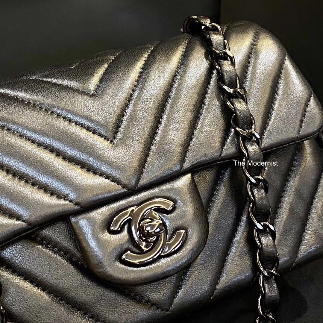 Authentic Chanel So Black Chevron Mini Rectangular Luxury Bags