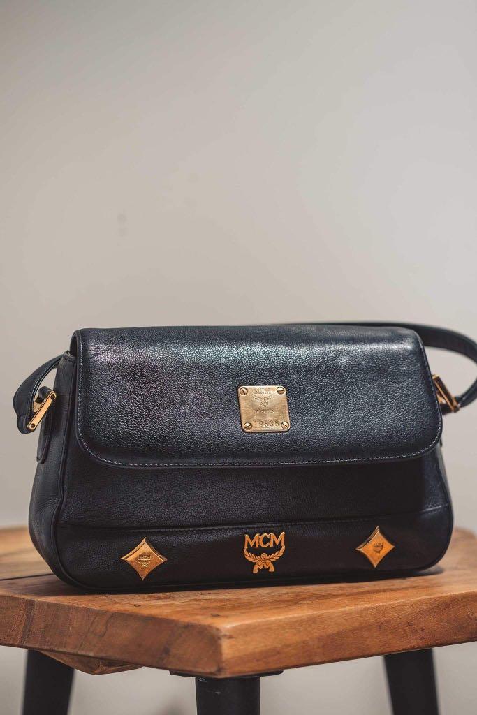 Authentic MCM (Category: Luxury Bags & Wallets) located in Paranaque City. Submitted by mypurselove (Listing ID 1025247979, Image 2). Description: Black leather extended Shoulder bag Minimal signs of use Clean inside out Signs of use (seldom) .