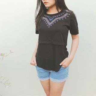 Black pattern shirt korean style