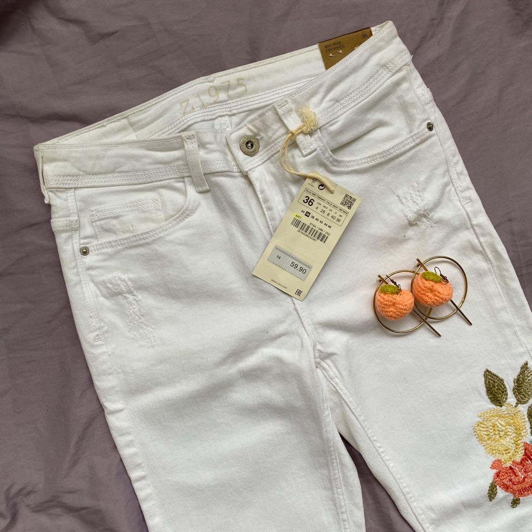 White embroidered clearance jeans