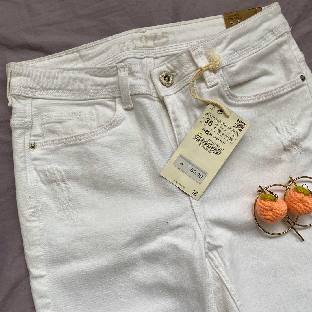 BNWT zara trafuluc white embroidered jeans