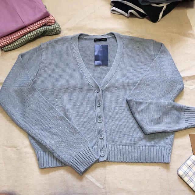 BRANDY MELVILLE Baby Blue Zelly Ribbed Cardigan
