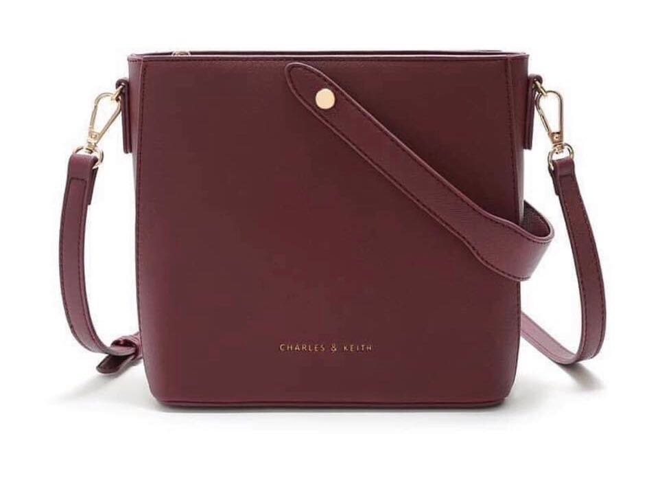 charles and keith maroon bag