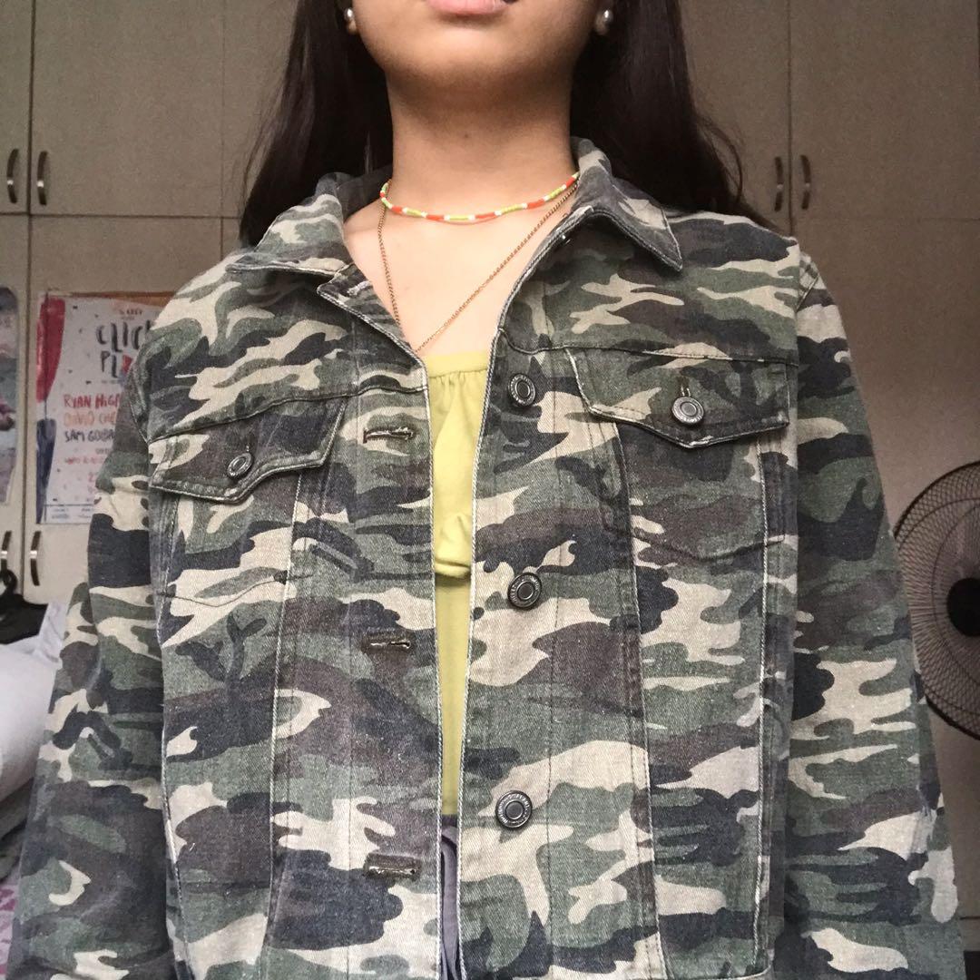 army print denim jacket