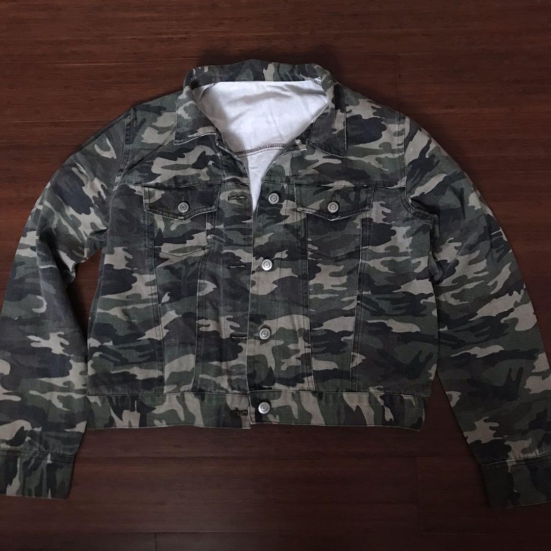 army print denim jacket
