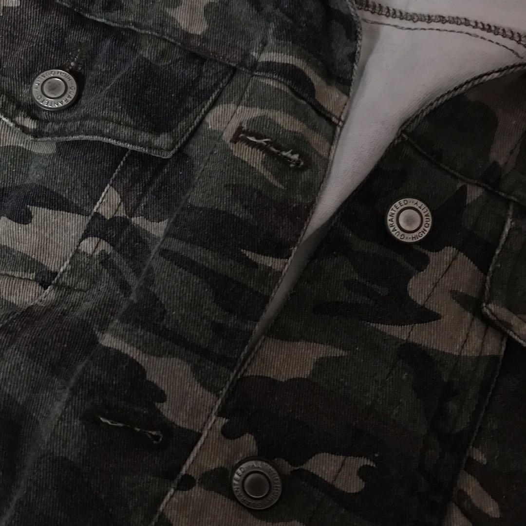army print denim jacket