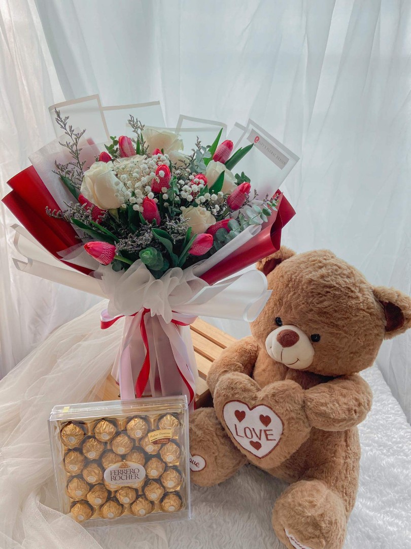 Teddy bear flower bouquet discount
