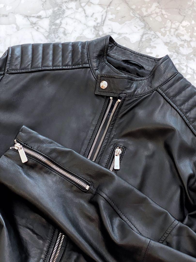 zara genuine leather jacket