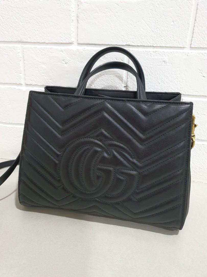 GG Marmont Medium Matelass Leather Top Handle Shoulder Bag