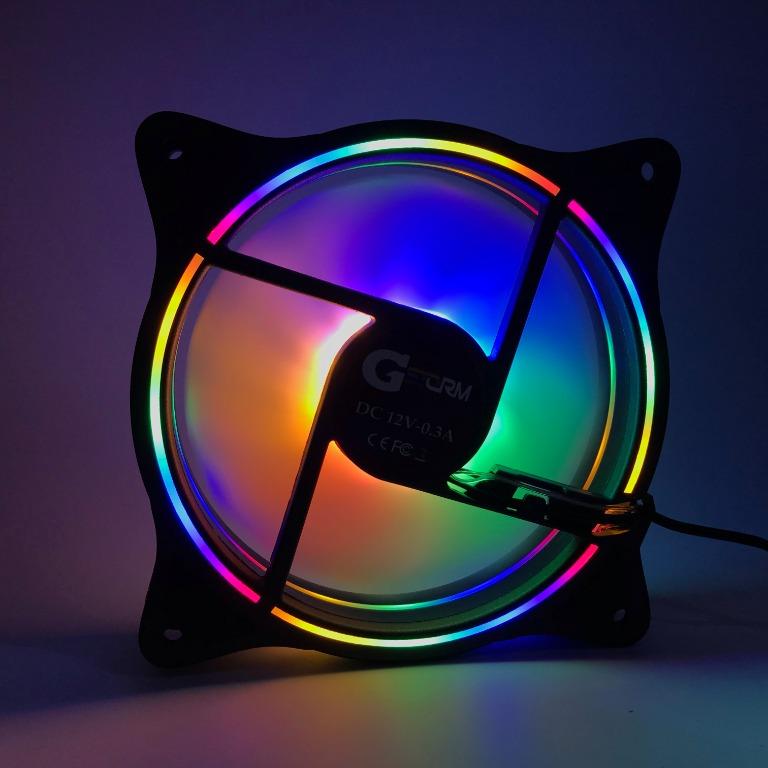 G-STORM LED Ring FAN BLAZE SLIM RAINBOW , 12V-0.3A, 120MM SIZE , Molex ...