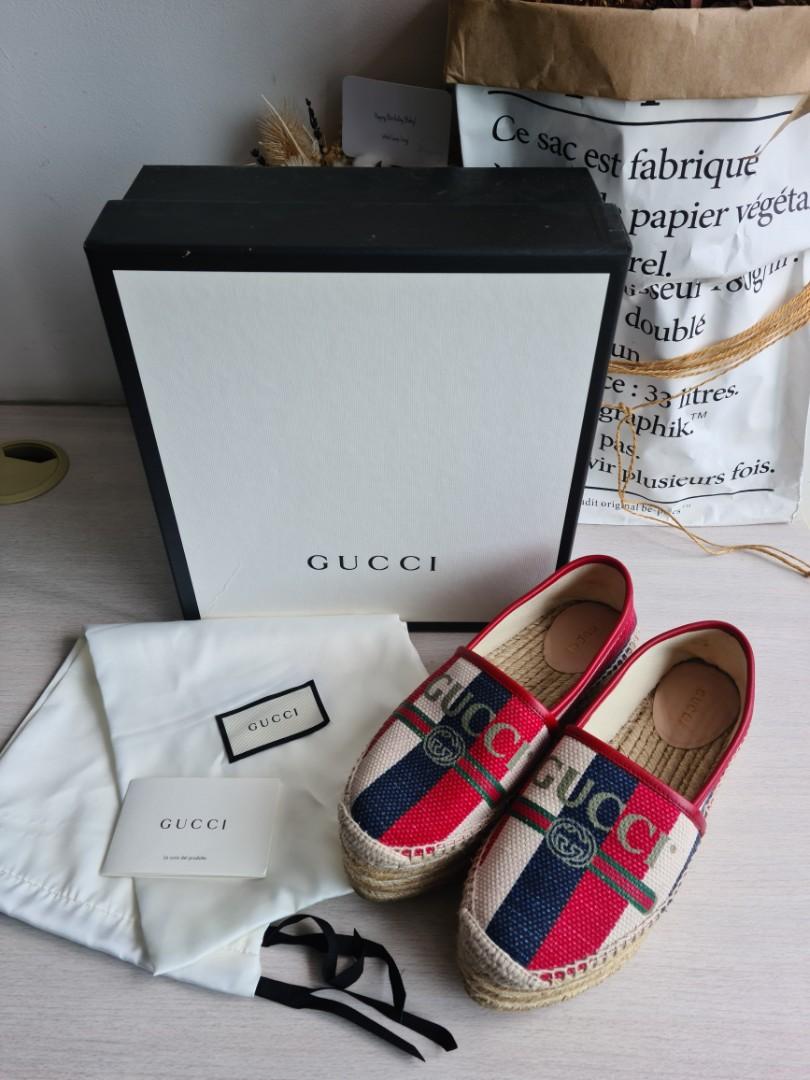 Gucci logo sylvie canvas espadrille store