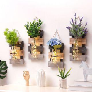 Hanging Wooden and glass Wall plant holder ( 4 seasons themed