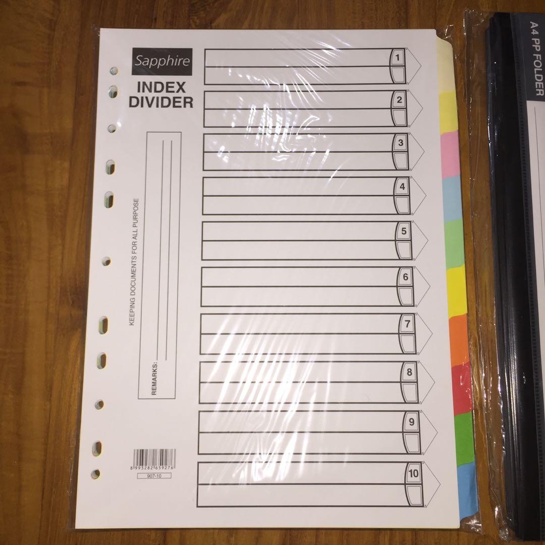 Index Divider Project Folder File Clipboard, Hobbies & Toys, Stationery ...