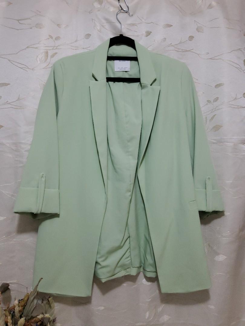 light green blazer outfit