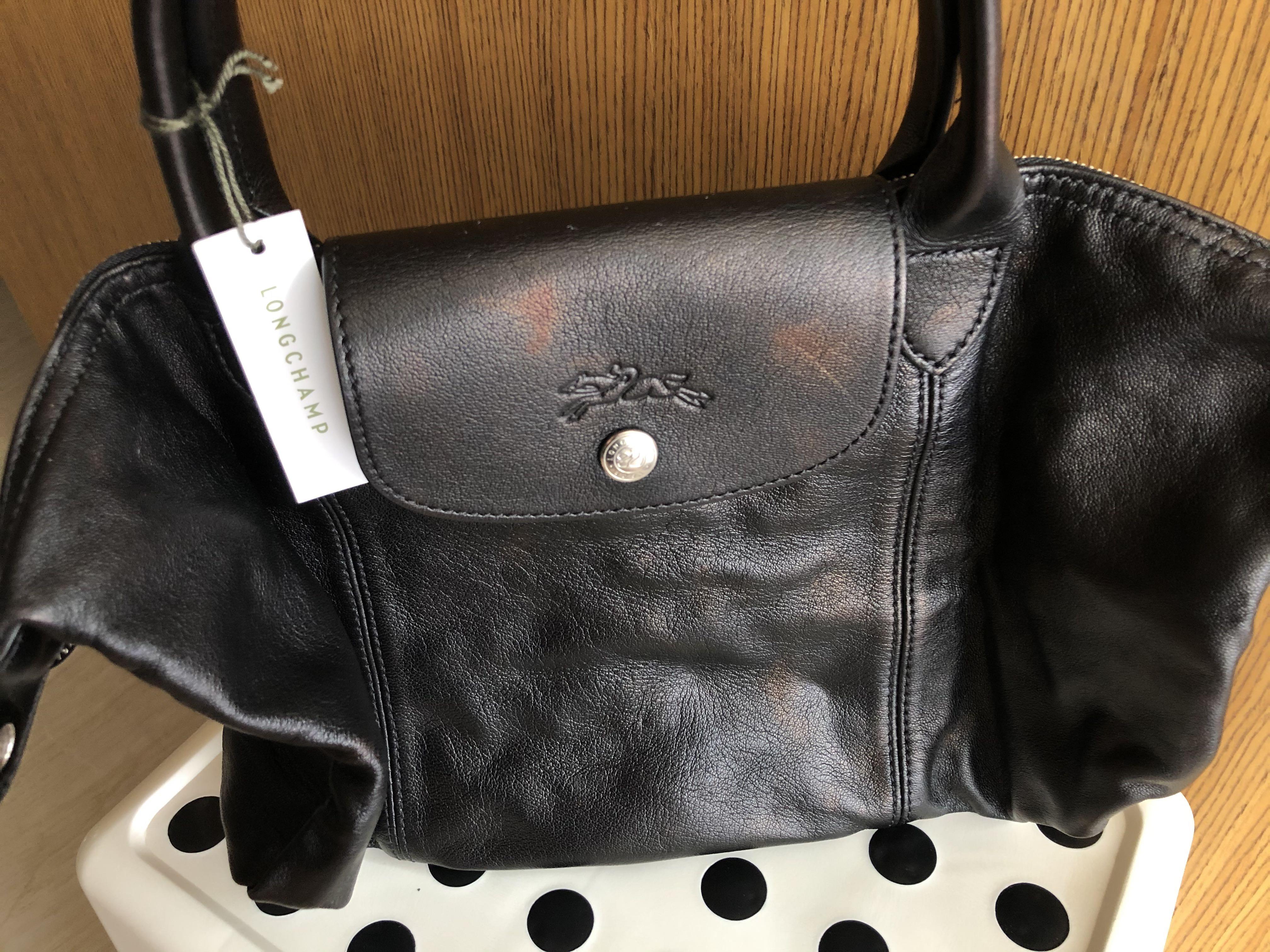 longchamp black leather shoulder bag