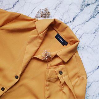 Long-Sleeved Yellow Cropped Shirt