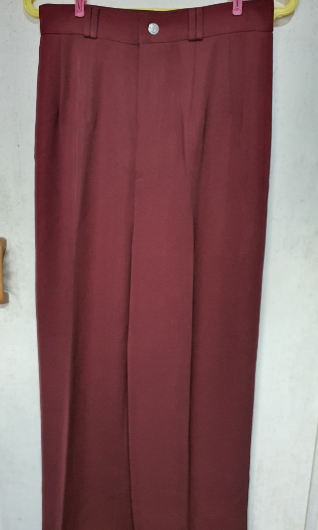 maroon square pants, Women's Fashion, Bottoms, Other Bottoms on Carousell