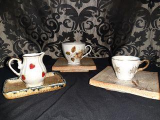 Mini Teacups,Milkjug and Stoneware saucers