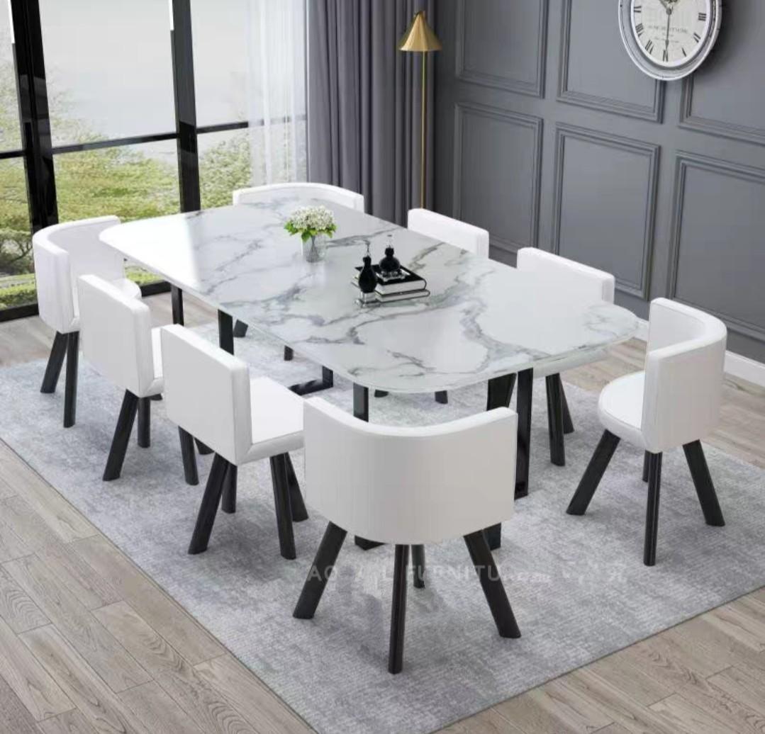 Ndp Sales 8 Seater Dining Table Marble Like Top Furniture Tables Chairs On Carousell