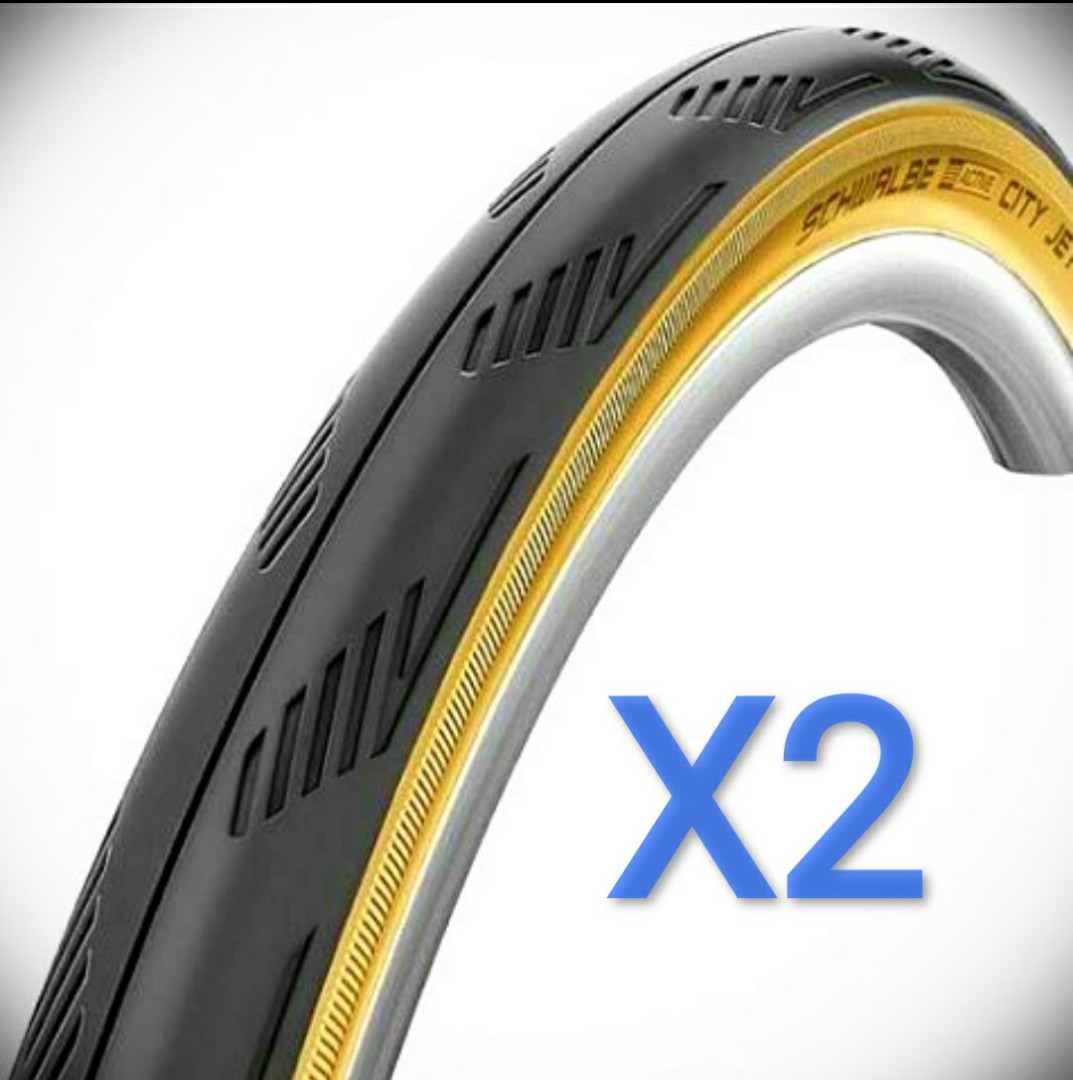 2 x Schwalbe City Jet 26 x 1.95 Slick Cycle Tyres Includes 2 Schrader Tubes 