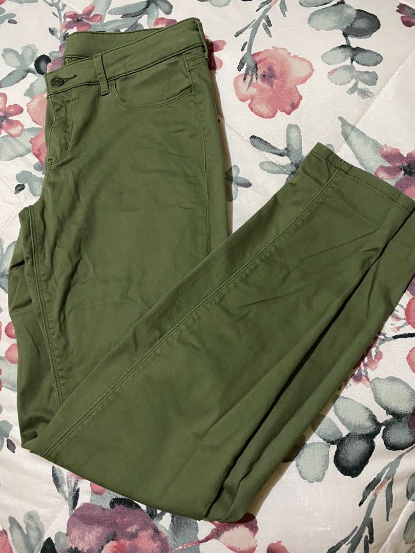 Pants Uniqlo Army Green, Women's 