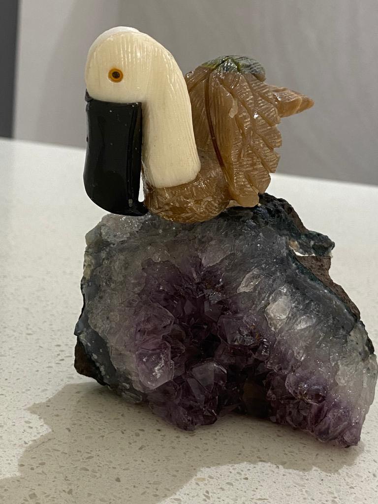 Peru Stone Bird Carving on Crystal Women s Fashion Jewelry