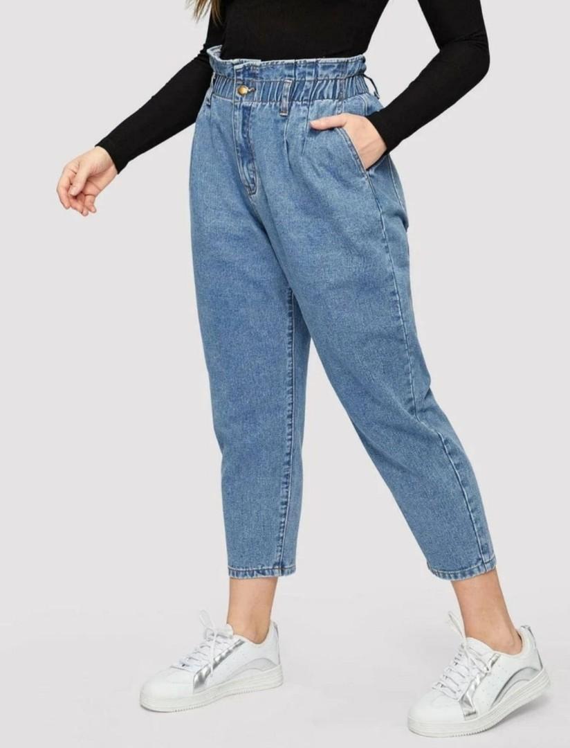 SOLD)PLUS SIZE✨ Paperbag Waist Crop Jeans, Women's Fashion, Bottoms, Jeans  u0026 Leggings on Carousell