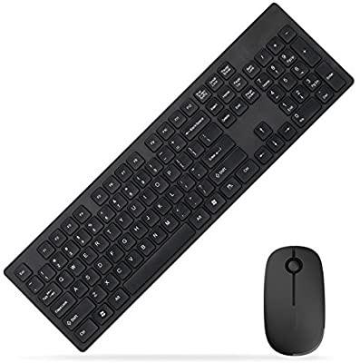 Wireless Keyboard and Mouse Combo,Super Silence 2.4G Quite Click Chocolate Keyboard and Soundless Mouse with Nano USB Receiver and Protective Cover for Desktop PC Laptop Black 