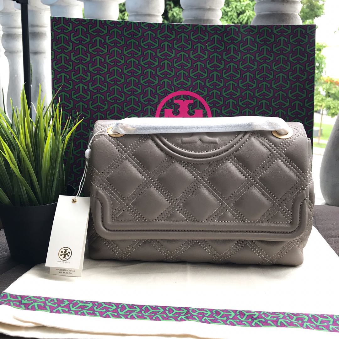Tory Burch Fleming Soft Grey Heron, Luxury, Bags & Wallets on Carousell