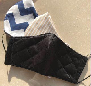 TRIPLE LAYER Cotton Reusable Face Masks/Face Coverings (solid black and other patterns)