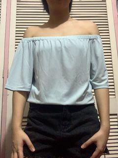 UNIQLO Off Shoulder Blue Top