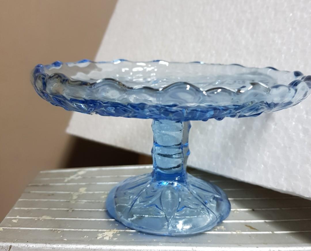 Vintage glass fruit plate with stand x 9 pcs, Furniture & Home Living