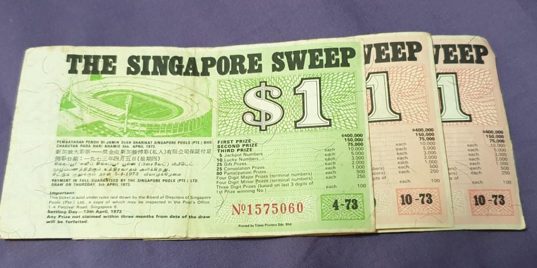 Vintage Singapore Sweep Tickets, Hobbies & Toys, Memorabilia