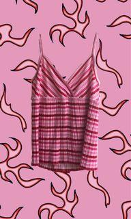 y2k striped red&pink cami